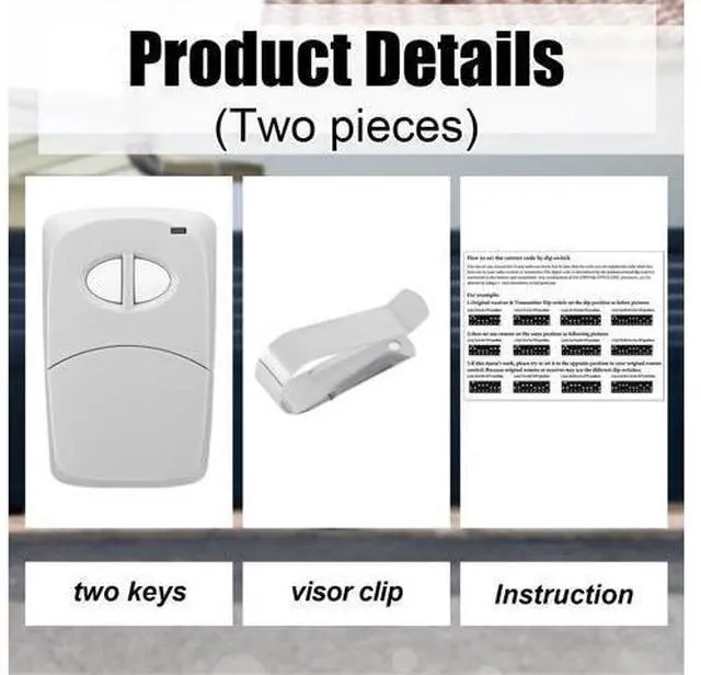 Alt view image 4 of 7 - SOEWIOU 4 Pcs 2 Channel Gate Opener Remote Compatible with Multicode Linear MCS412001 10 Dip 300mhz Garage Door Opener Remote Control Transmitter with Sun Visor Clips