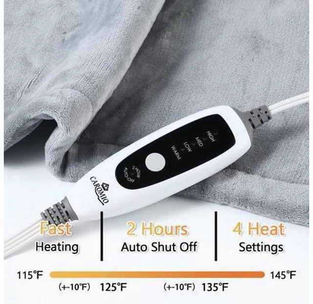 Alt view image 5 of 7 - SOEWIOU Heating Pad for Neck and Shoulders Back Pain Relief, Weighted Electric Heating Pads with Auto Shut Off, Full Body Large Back Heat Pad, Fast Heating and 4 Heat Settings (Grey, 33"x22")