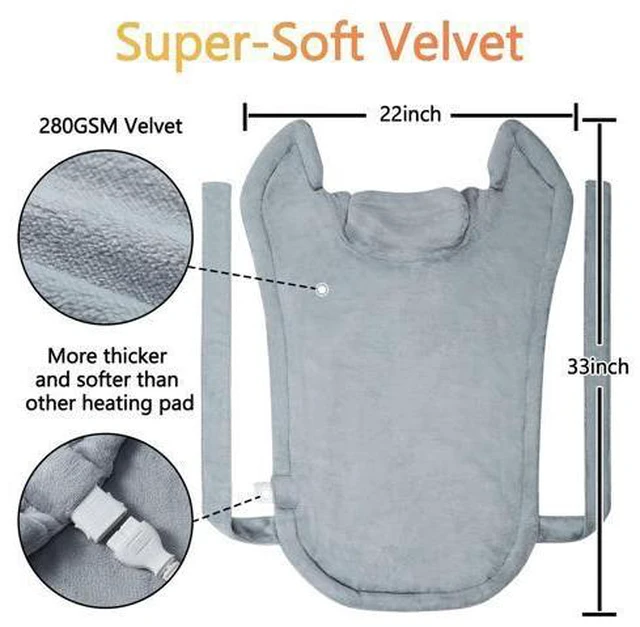 Alt view image 7 of 7 - SOEWIOU Heating Pad for Neck and Shoulders Back Pain Relief, Weighted Electric Heating Pads with Auto Shut Off, Full Body Large Back Heat Pad, Fast Heating and 4 Heat Settings (Grey, 33"x22")