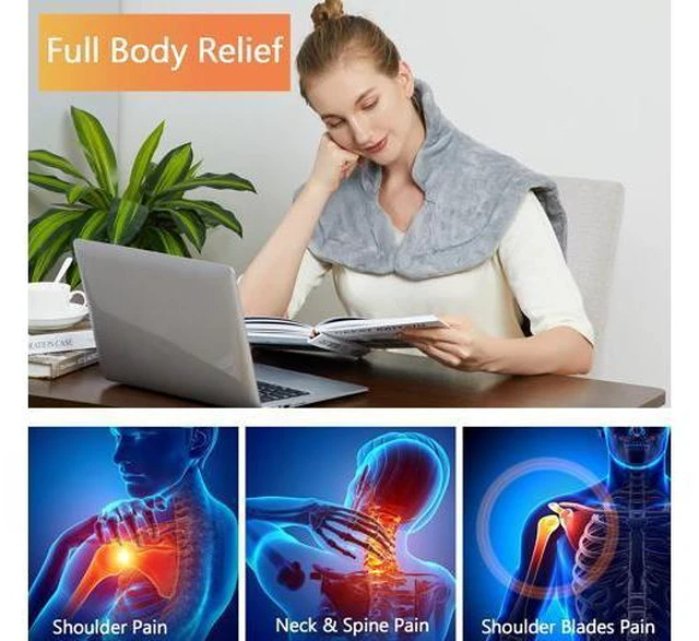 Alt view image 4 of 7 - SOEWIOU Heating Pad for Neck and Shoulders Back Pain Relief, Weighted Electric Heating Pads with Auto Shut Off, Full Body Large Back Heat Pad, Fast Heating and 4 Heat Settings (Grey, 33"x22")