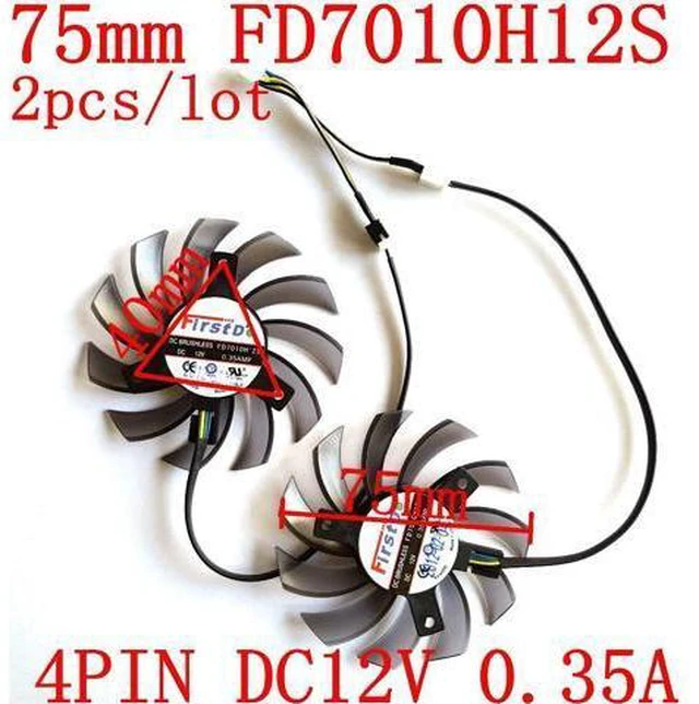 Main image of Laptop Fan Replacement Firstd FD7010H12S 75mm 4Pin 12V 0.35A for Graphics Video Card MSI R6790 Twin Frozr II 2 pcs/lot