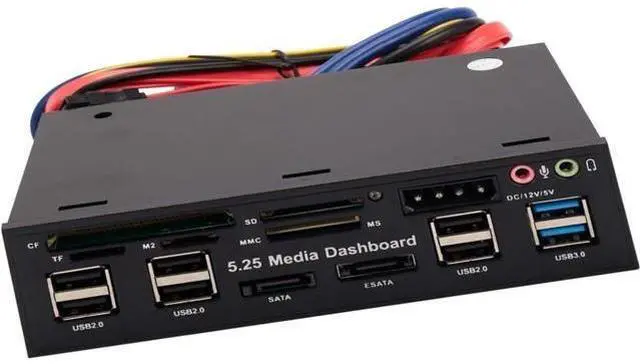 Main image of 5.25 Inch USB 3.0 Hub with Card Reader for PC Front Panel - USB 3.0/2.0 Ports for Computer Case Optical Drive Bay