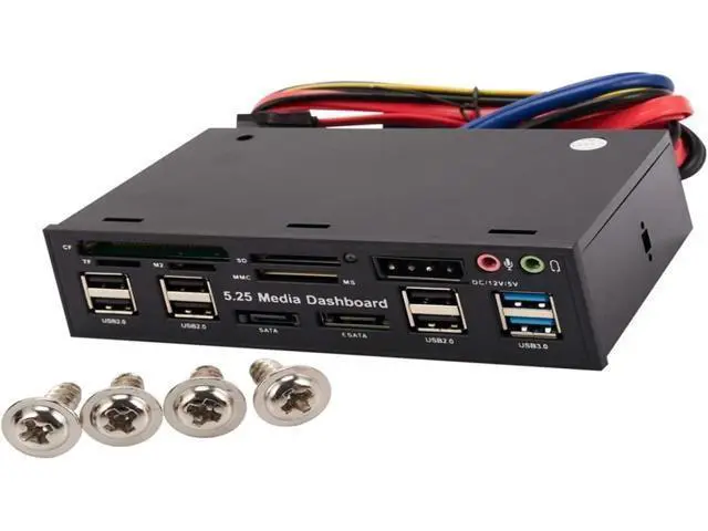 Alt view image 3 of 6 - 5.25 Inch USB 3.0 Hub with Card Reader for PC Front Panel - USB 3.0/2.0 Ports for Computer Case Optical Drive Bay