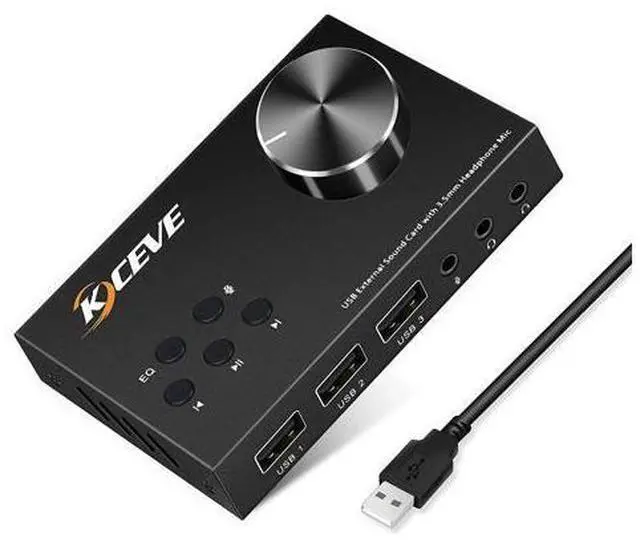 Main image of Usb Volume Control Knob Multimedia Audio Controller, Usb Hub With Audio Adapter, External Sound Card With 3.5Mm Headphone Microphone Jack For Windows, Mac, Linux, Pc, Laptop, Desktop
