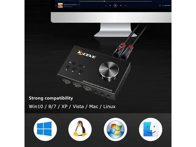 Alt view image 4 of 6 - Usb Volume Control Knob Multimedia Audio Controller, Usb Hub With Audio Adapter, External Sound Card With 3.5Mm Headphone Microphone Jack For Windows, Mac, Linux, Pc, Laptop, Desktop