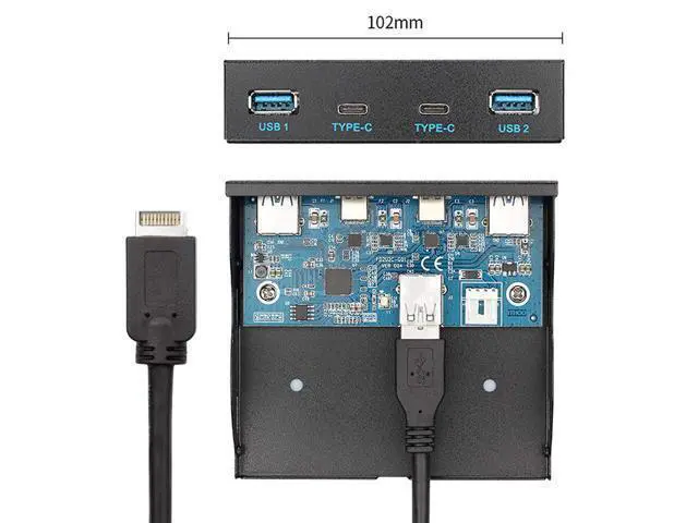 Alt view image 3 of 7 - Usb 3.1 Front Panel Header To Usb-C & Usb 3.0 Hub 4 Ports Front Panel Motherboard Cable For 3.5" Floppy Bay