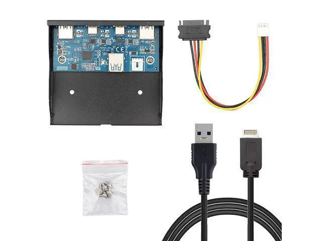 Alt view image 5 of 7 - Usb 3.1 Front Panel Header To Usb-C & Usb 3.0 Hub 4 Ports Front Panel Motherboard Cable For 3.5" Floppy Bay