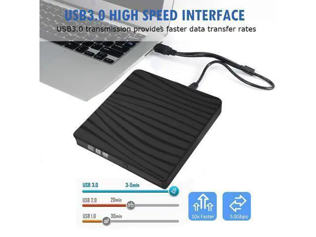 Alt view image 5 of 7 - External DVD Drive, Portable USB 3.0 Type-C CD/DVD Rewriter Burner Drive for Laptop Desktop PC Computer Windows Linux OS Apple Mac MacBook Pro Air iMac - High Speed Data Transfer, Black