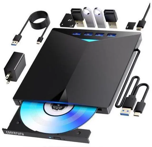 Main image of Support for Blu-ray Drive, Support for Blu-ray DVD/CD Player/Read/Write, USB 3.0 &/Type-C, Support for Blu-ray Player, Windows 7-11 & Mac, PC-Compatible, M-DISC(Black)