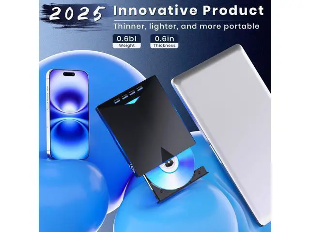 Alt view image 3 of 7 - Support for Blu-ray Drive, Support for Blu-ray DVD/CD Player/Read/Write, USB 3.0 &/Type-C, Support for Blu-ray Player, Windows 7-11 & Mac, PC-Compatible, M-DISC(Black)