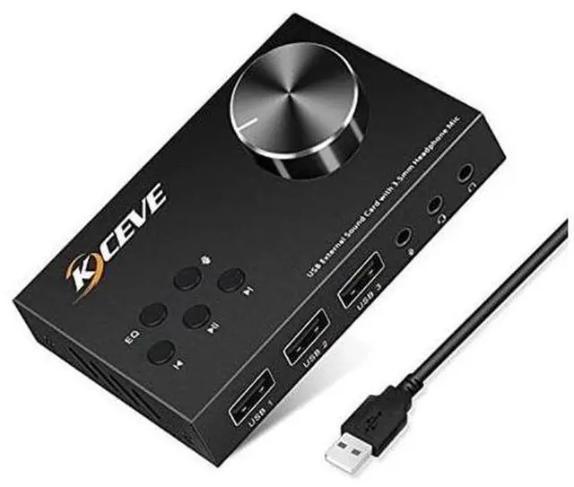 Main image of USB Volume Control Knob Multimedia Audio Controller, USB Hub with Audio Adapter, External Sound Card with 3.5mm Headphone Microphone Jack for Windows, Mac, Linux, PC, Laptop, Desktop