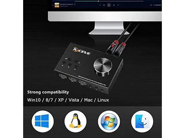 Alt view image 4 of 5 - USB Volume Control Knob Multimedia Audio Controller, USB Hub with Audio Adapter, External Sound Card with 3.5mm Headphone Microphone Jack for Windows, Mac, Linux, PC, Laptop, Desktop