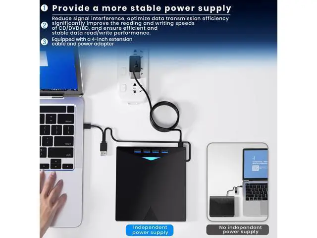 Alt view image 6 of 7 - Support for Blu-ray Drive, Support for Blu-ray DVD/CD Player/Read/Write, USB 3.0 &/Type-C, Support for Blu-ray Player, Windows 7-11 & Mac, PC-Compatible, M-DISC(Black)