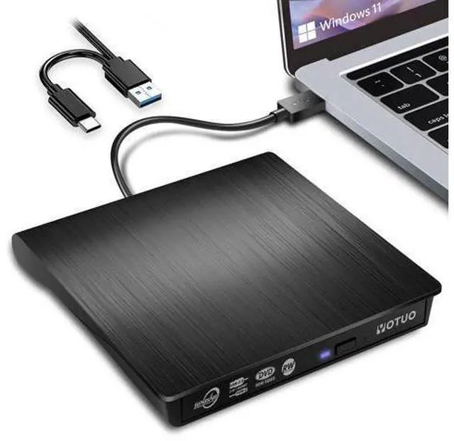 Main image of External CD/DVD Drive, Portable USB 3.0 & USB-C CD RW Drive, DVD Player, DVD Burner for Laptop, Desktop, Compatible with Windows 7/8/10/11, Mac, MacBook Pro/Air, Linux