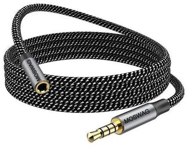 Main image of 10FT/3Meter Long 3.5mm Extension TRRS 4-Pole Headphone Cable Male to Female Audio Cable Nylon Braided Compatible for Home/Car Stereos Smartphones Headphones Tablets Media Players and More
