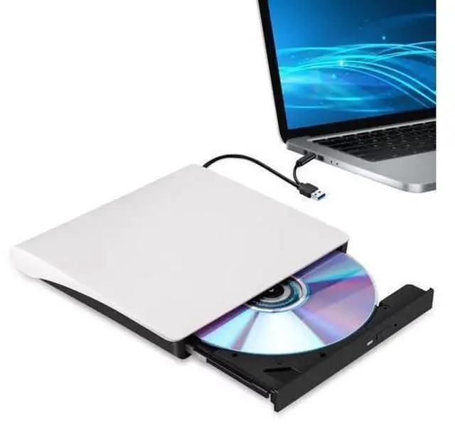 Main image of External CD/DVD Drive for Laptop, Type-C CD/DVD Player USB 3.0 Portable Burner Writer Reader Compatible with Mac MacBook Pro/Air iMac Desktop Windows 7/8/10/XP/Vista(White)