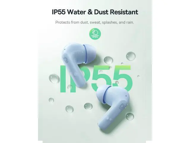 Alt view image 6 of 7 - Bass BP1 NC Hybrid Active Noise Cancelling Wireless Earbuds, 12mm Super-Bass Driver, 41H Playtime, Bluetooth 6.0, IP55 Waterproof, 4-Mic AI ENC, 24 Customizable EQ (Blue)