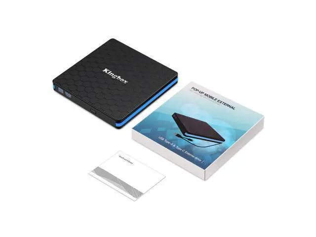 Alt view image 5 of 5 - Kingbox External DVD Drive, Portable USB 3.0 Type-C CD/DVD Rewriter Burner Drive for Laptop Desktop PC Computer Windows Linux OS Apple Mac MacBook Pro Air iMac - High Speed Data Transfer - Black