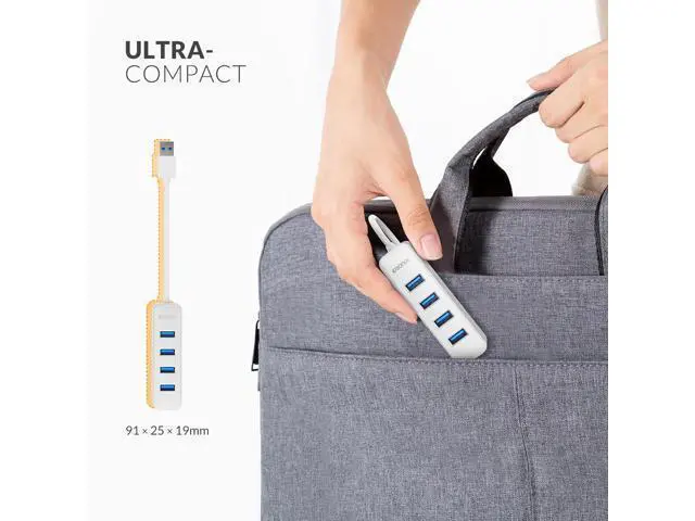 Alt view image 5 of 6 - 4-Port USB 3.0 Hub Multi High Speed HUB Splitter Expansion PC Macbook White