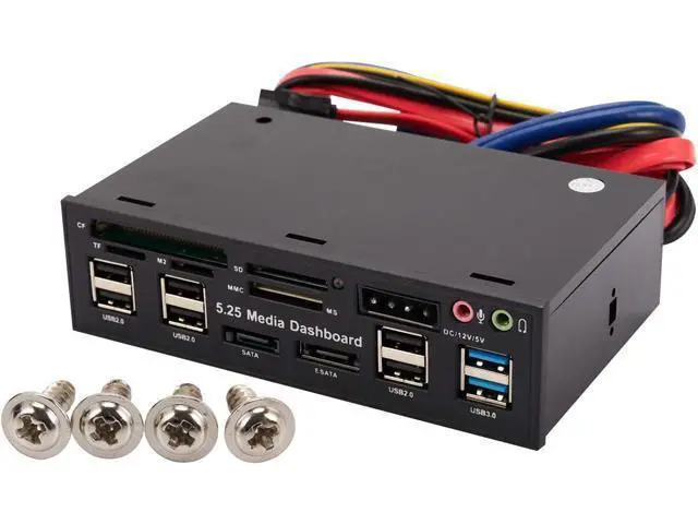 Alt view image 3 of 7 - 5.25 Inch USB 3.0 Front Panel Pc USB 3.0/2.0 Hub E-Sata Sata Audio Multi Card Reader for Computer Case Optical Drives Bay/2415