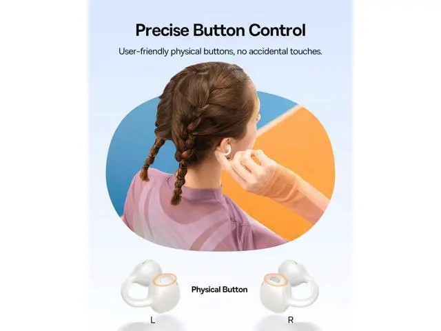 Alt view image 7 of 7 - Bass BC1 Open Ear Earbuds Clip-On Headphones, Open-Ring Comfort with Tri-Curve Snug Clip, Powerful Sound with SuperBass, 4-Mic Clear Calls, IP55 Waterproof, 38H Playtime, Lightweight