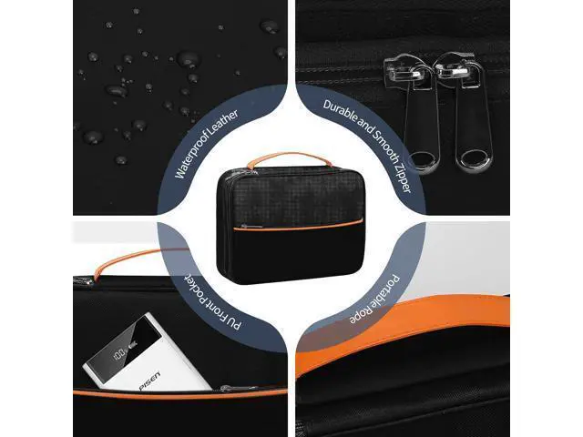 Alt view image 5 of 7 - C Large Electronic Organizer, Double Layer Portable Waterproof Travel Cable Organizer Bag Pouch for Electronics Accessories, Travel Storage Bag for Tablet,Cable,Cord,Charger,Earphones(Black)