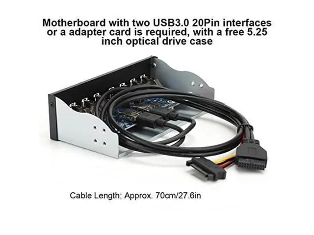 Alt view image 3 of 5 - USB 3.0 Extension Front Panel, 19 Pin 8 Port Panel Computer Expansion Board, 5.25in Optical Drive Extension Front Panel Adapter for PC Computer