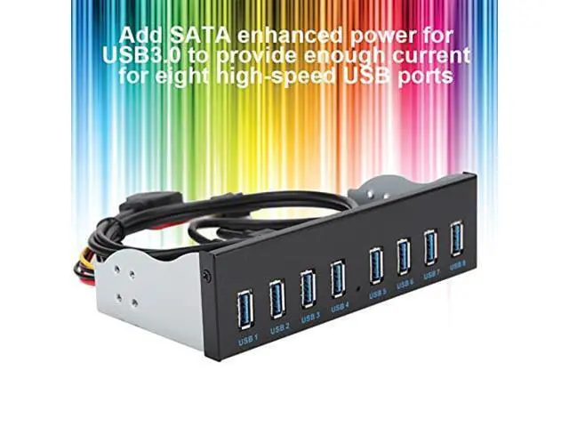 Alt view image 5 of 5 - USB 3.0 Extension Front Panel, 19 Pin 8 Port Panel Computer Expansion Board, 5.25in Optical Drive Extension Front Panel Adapter for PC Computer