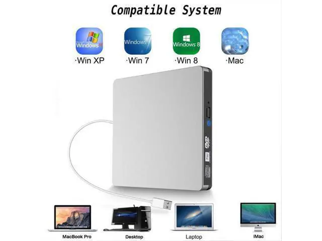 Alt view image 4 of 7 - USB 3.0 External DVD Drive,Portable Slim USB 3.0&USB-C CD DVD +/-RW Drive Burner CD/DVD Player Writer,High Speed Transfer for Laptop MacBook Desktop iMac Mac OS Windows XP/7/8/10/Vista(Silver)