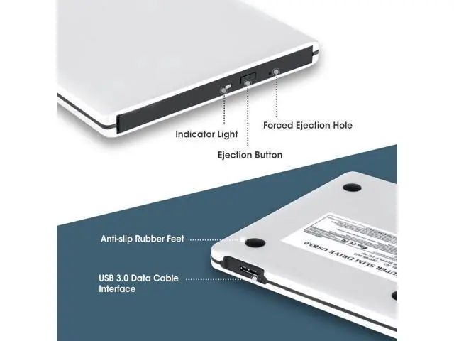 Alt view image 3 of 7 - External CD DVD +/-RW Drive USB 3.0 Type-C, Ultra Slim Portable Aluminum DVD CD ROM Optical Drive Burner Reader Writer for Apple Mac MacBook Pro/ Air, iMac, Windows 11/10/8/7 Laptop PC, Silver