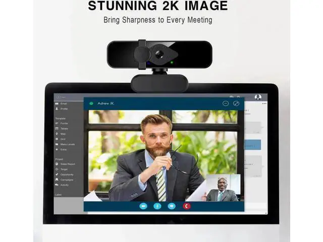 Alt view image 2 of 6 - 2K Webcam for PC, 85° View USB Computer Camera, with Noise Canceling Microphone & Privacy Cover, HD Web Camera for Desktop Laptop Monitor Mac Streaming, Gaming & Video Calling Webcam