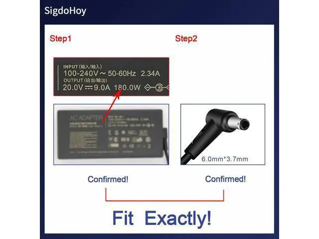 Alt view image 3 of 5 - SigdoHoy 180W Charger Compatible with Asus Rog Zephyrus G14 GA401 G15 GA502,Tuf Gaming F15 F17 A15 A17 FX505, Zenbook Pro 14 Duo Laptop