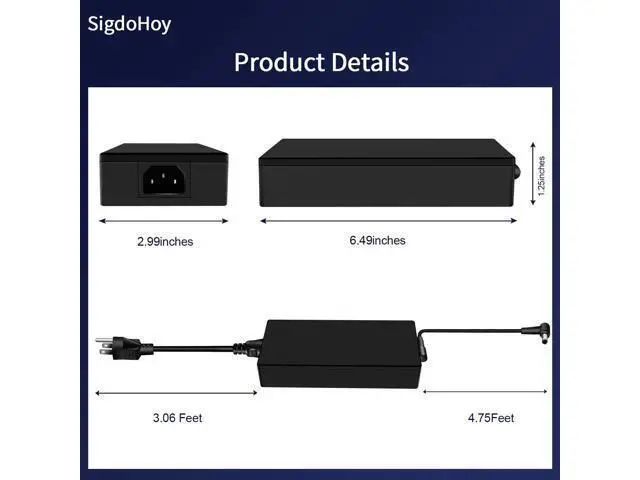 Alt view image 5 of 5 - SigdoHoy 180W Charger Compatible with Asus Rog Zephyrus G14 GA401 G15 GA502,Tuf Gaming F15 F17 A15 A17 FX505, Zenbook Pro 14 Duo Laptop