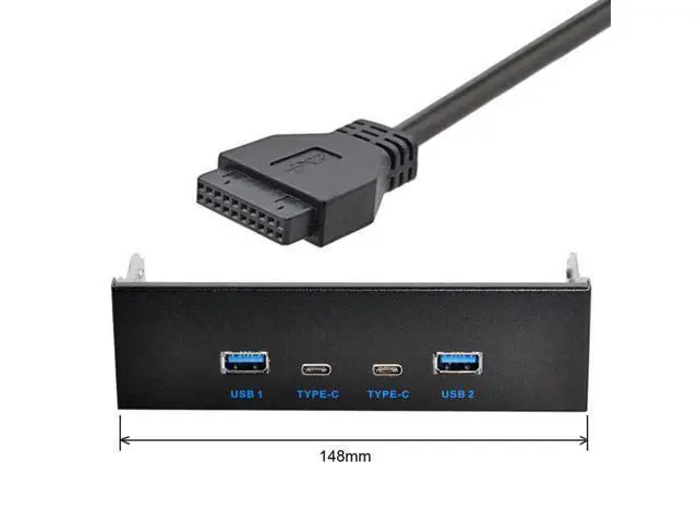 Alt view image 3 of 3 - Chenyang USB-C & USB 3.0 HUB 4 Ports Front Panel to Motherboard 20Pin Connector Cable for 5.25" CD-ROM Bay
