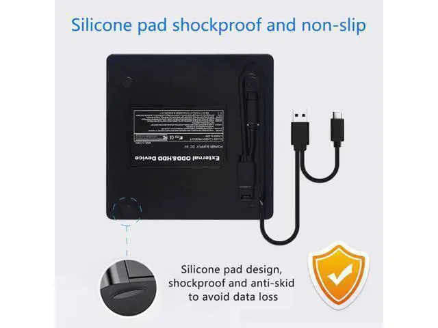 Alt view image 7 of 7 - BDYING USB 3.0 External DVD Drive,Portable Slim USB 3.0&USB-C CD DVD +/-RW Drive Burner CD/DVD Player Writer,High Speed Transfer for Laptop MacBook Desktop iMac Mac OS Windows XP/7/8/10/Vista(Black)