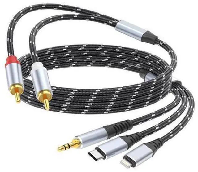 Main image of 3.5mm to RCA Cable Lightning to RCA Male to Aux Audio Adapter HiFi Sound Headphone Jack Adapter (3 in 1 Audio Cable) Connector for iPhone/iPad Speaker MP3 Tablet HDTV(6FT)