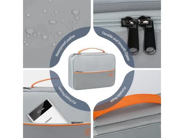 Alt view image 5 of 7 - C Large Electronic Organizer, Double Layer Portable Waterproof Travel Cable Organizer Bag Pouch for Electronics Accessories, Travel Storage Bag for Tablet,Cable,Cord,Charger,Earphones(Grey)