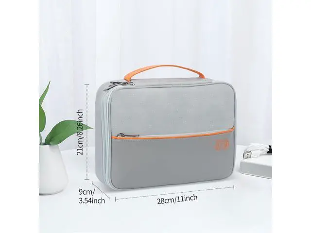 Alt view image 7 of 7 - C Large Electronic Organizer, Double Layer Portable Waterproof Travel Cable Organizer Bag Pouch for Electronics Accessories, Travel Storage Bag for Tablet,Cable,Cord,Charger,Earphones(Grey)