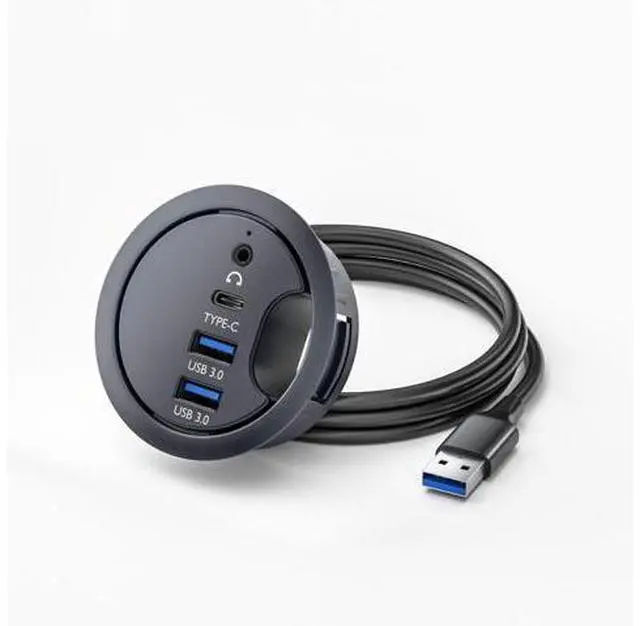Main image of ChenYang USB 3.0 Flush Mount Desktop HUB,2 USB 3.0 Port/1 USB C Port HUB Grommet Hole 2.36"(60mm) with 3.5mm Audio Port
