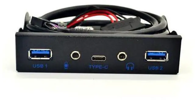 Main image of USB HUB 5 Port USB 3.1 TYPE-C USB 3.0 Front Panel HD Audio 3.5mm Earphone Jack Mic Expansion Adapter for Desktop 3.5" Floppy Bay