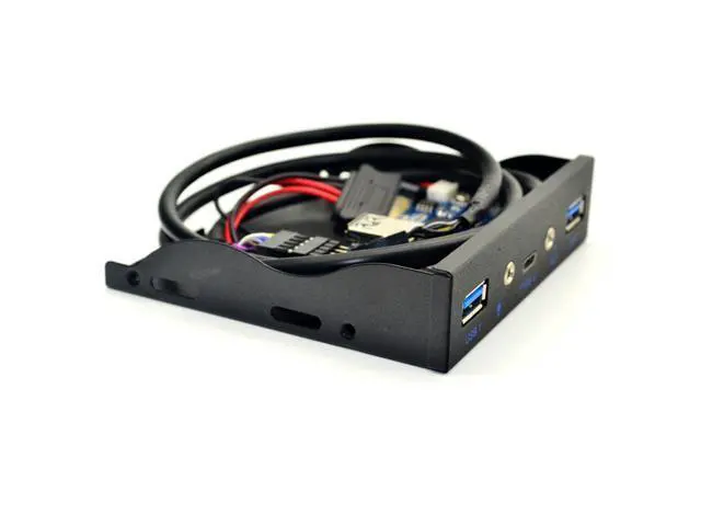 Alt view image 2 of 7 - USB HUB 5 Port USB 3.1 TYPE-C USB 3.0 Front Panel HD Audio 3.5mm Earphone Jack Mic Expansion Adapter for Desktop 3.5" Floppy Bay
