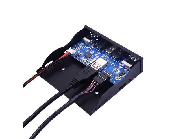 Alt view image 3 of 7 - USB HUB 5 Port USB 3.1 TYPE-C USB 3.0 Front Panel HD Audio 3.5mm Earphone Jack Mic Expansion Adapter for Desktop 3.5" Floppy Bay