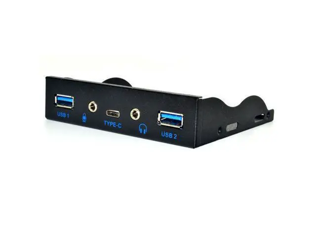 Alt view image 7 of 7 - USB HUB 5 Port USB 3.1 TYPE-C USB 3.0 Front Panel HD Audio 3.5mm Earphone Jack Mic Expansion Adapter for Desktop 3.5" Floppy Bay