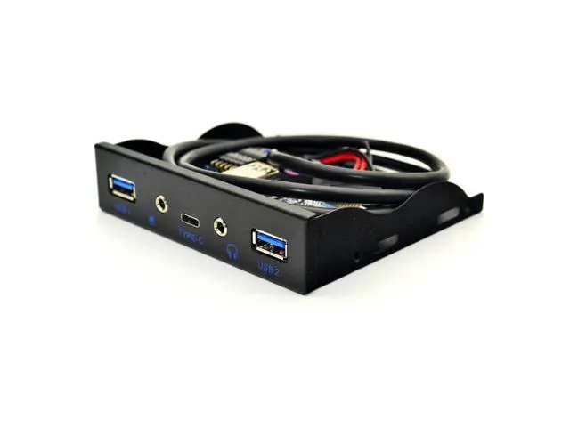 Alt view image 6 of 7 - USB HUB 5 Port USB 3.1 TYPE-C USB 3.0 Front Panel HD Audio 3.5mm Earphone Jack Mic Expansion Adapter for Desktop 3.5" Floppy Bay