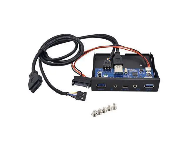Alt view image 5 of 7 - USB HUB 5 Port USB 3.1 TYPE-C USB 3.0 Front Panel HD Audio 3.5mm Earphone Jack Mic Expansion Adapter for Desktop 3.5" Floppy Bay