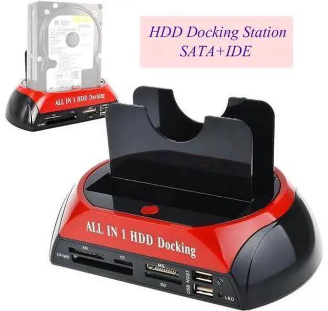 Main image of Dual Slots USB 2.0 to SATA IDE HDD Docking Station with Card Reader for 2.5 3.5 Inch IDE SATA Hard Drive