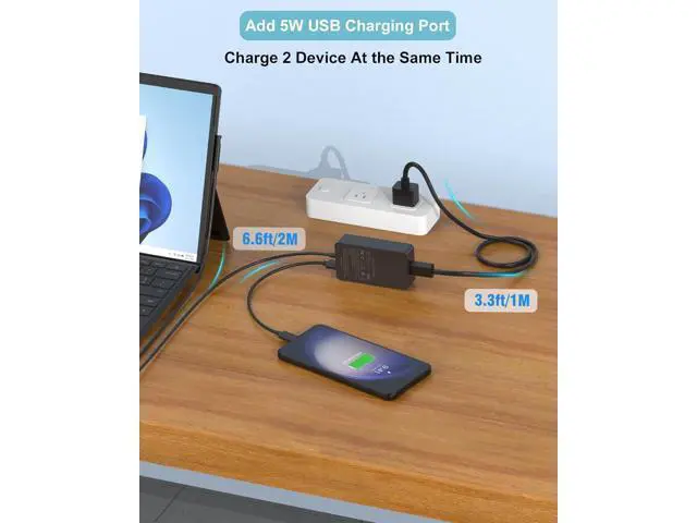 Alt view image 7 of 7 - Umiharn Surface Pro Charger 65W for Microsoft Surface Pro 9/8/7+/7/6/5/4/3/X, Windows Surface Laptop 5/4/3/2/1/Studio, Laptop Go 2/1, Surface Book 3/2/1, Surface Go 3/2/1, with 10ft Magnetic Cable