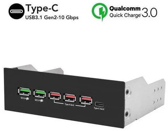 Main image of 5.25in 10Gbps USB 3.1 Gen2 Hub and Type-C Port,Front Panel USB Hub with QC 3.0 Quick Charging