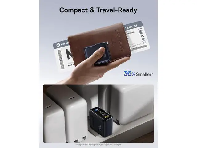 Alt view image 3 of 7 - Picogo 100W USB C Charger, 3-Port Multi-Device Fast Charging Laptop Charger with Smart Display & Touch Control, GaN Power Adapter for MacBook Pro, iPhone 17/16, Pixel, Steam Deck, ROG Ally