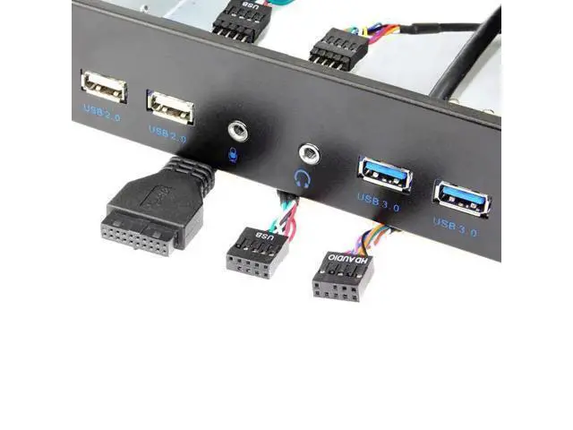 Alt view image 4 of 5 - 5.25 Inch Desktop PC Case Internal Front Panel USB Hub 2 Ports USB 3.0 And 2 Ports USB 2.0 With HD Audio Port 20 Pin Connector